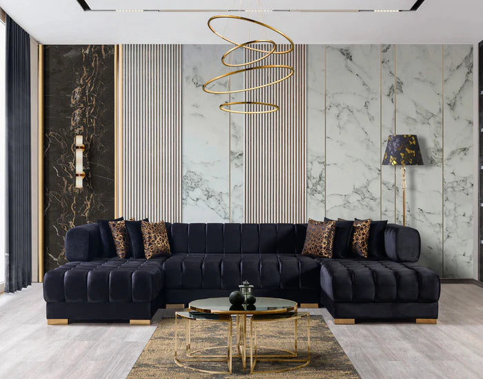 Ariana Black Double-Chaise Sectional