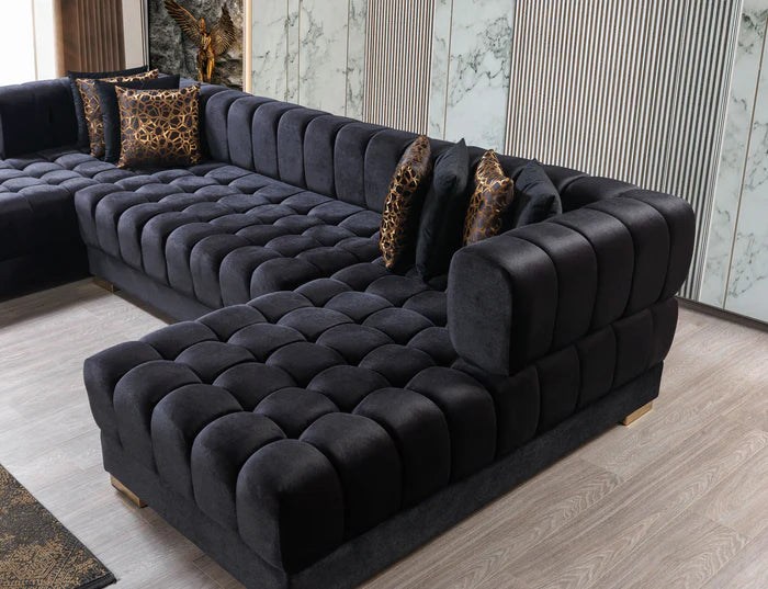 Ariana Black Double-Chaise Sectional