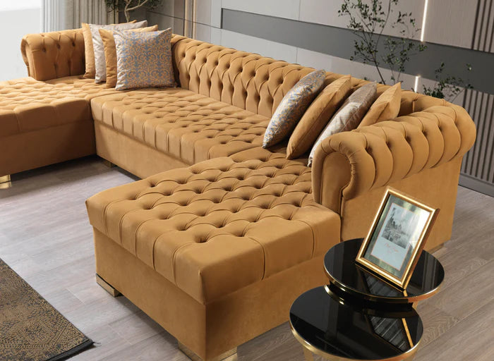 Lauren Double Chaise Sectional Mustard
