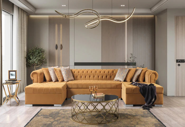 Lauren Double Chaise Sectional Mustard