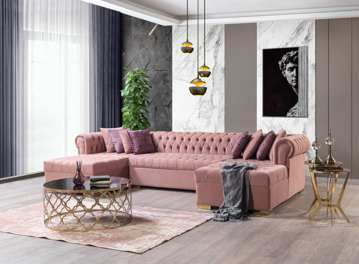 Lauren Double Chaise Sectional Pink
