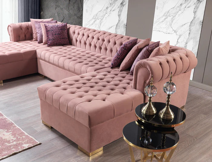 Lauren Double Chaise Sectional Pink