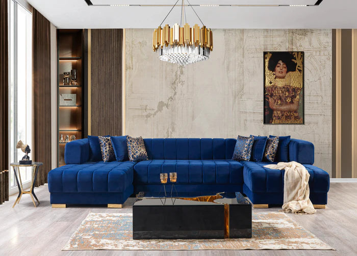 Ariana Blue Double-Chaise Sectional