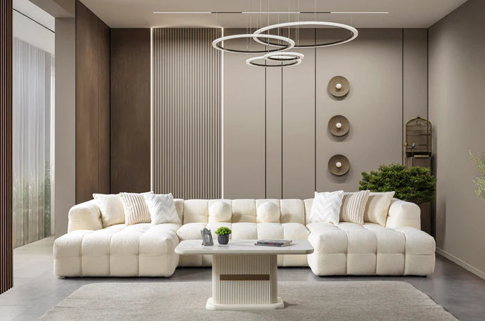 Ivy Ivory Double Chaise Boucle Sectional