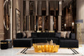 Elisha Black Double Chaise Sectional