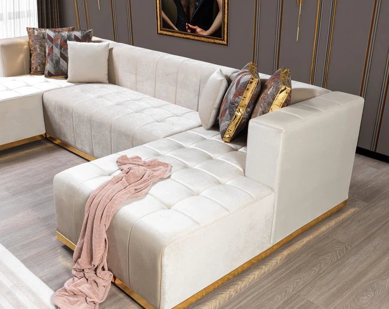 Elisha Ivory Double Chaise Sectional
