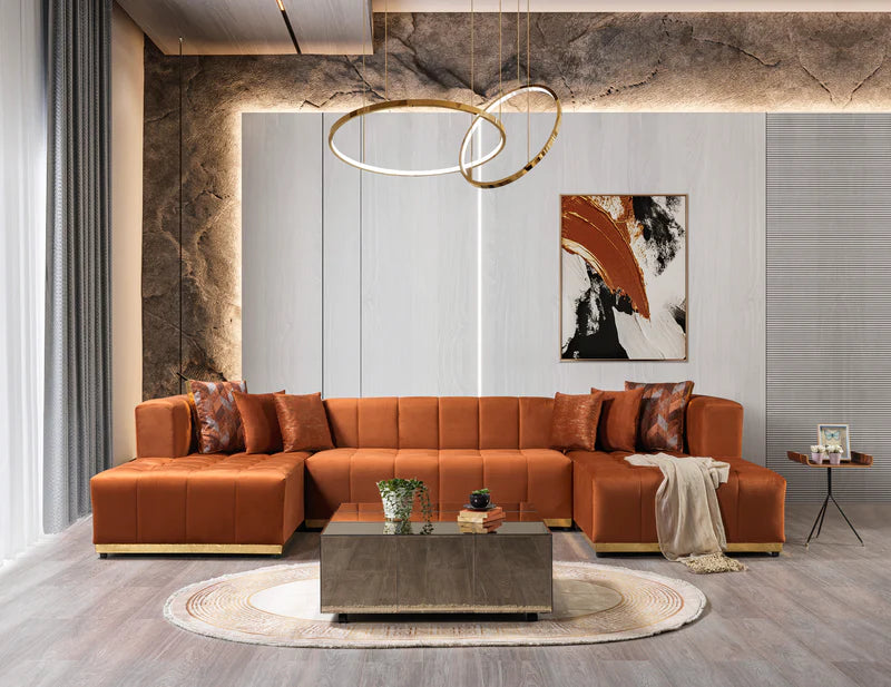 Elisha Orange Double Chaise Sectional